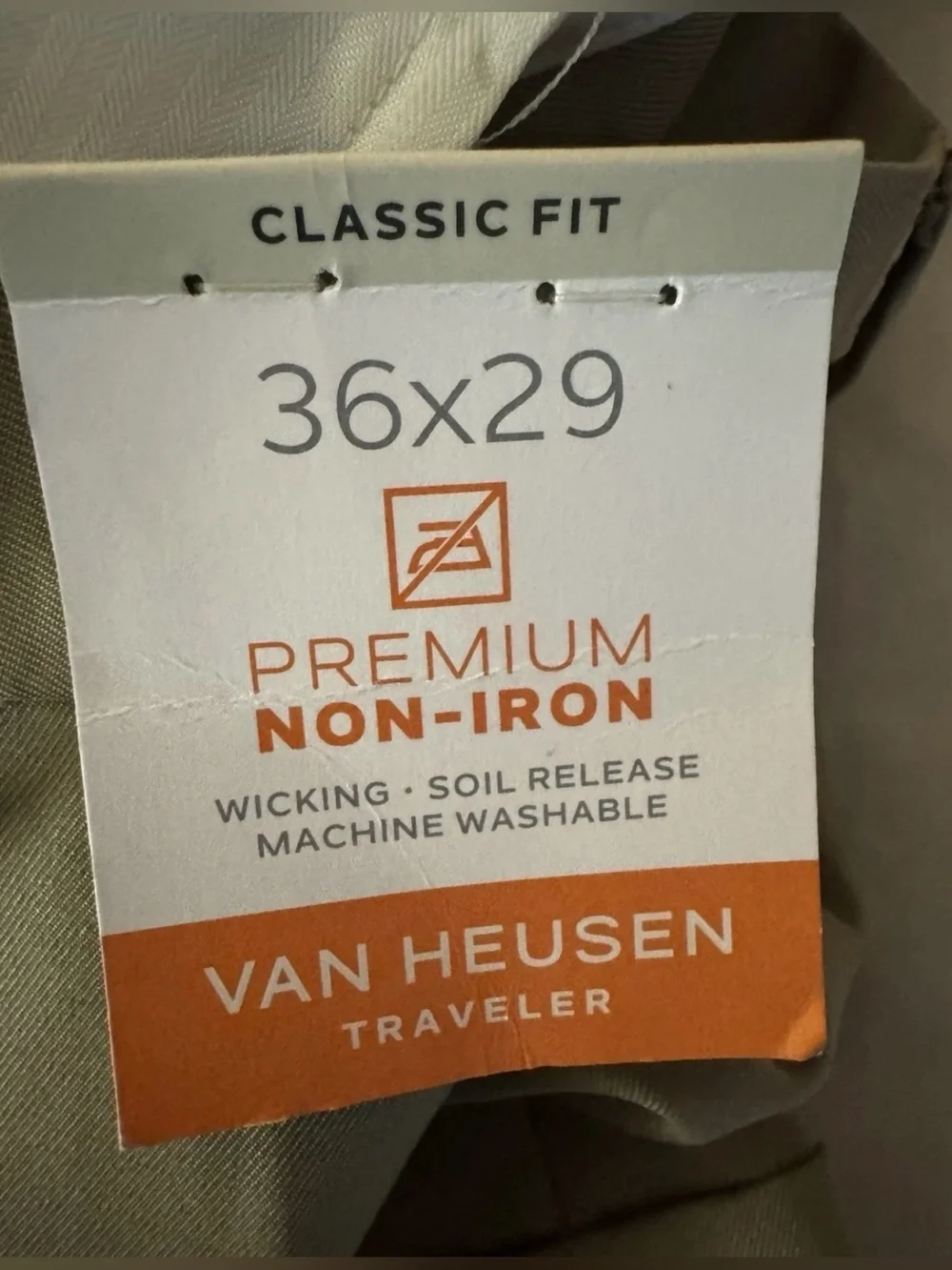 NWT Van Heusen Traveler Non-Iron Classic Fit Dress Pants Men's Beige 36X29
